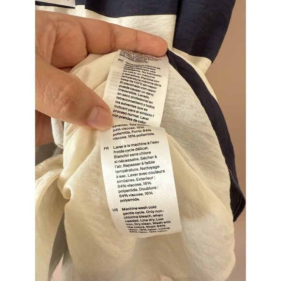 COS Gathered Strappy Striped Mini Flowy Babydoll Mini Dress Nautical NWT 14 - Picture 7 of 9